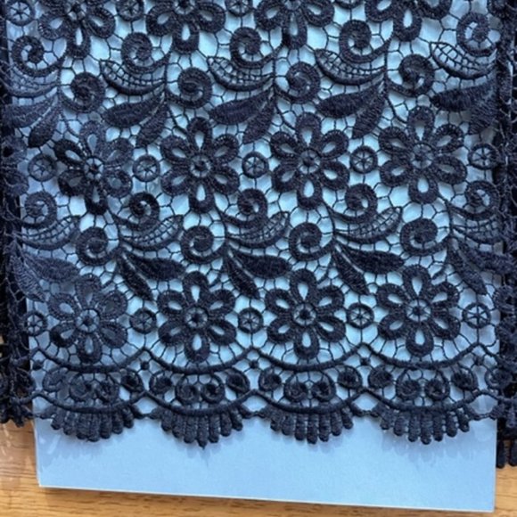 Uniqlo NAVY BLUE LACE Knee Length PENCIL SKIRT Small - Picture 12 of 14